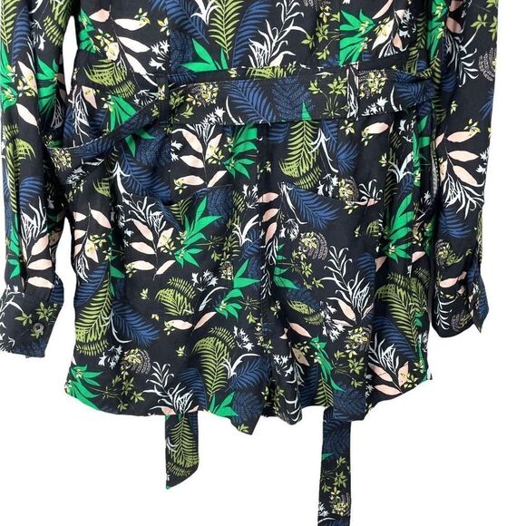 Boden Cosima floral tropic palm Romper in Black Safari Fern Size 2P Petite - Picture 9 of 11